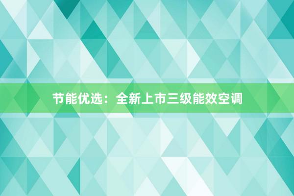 节能优选：全新上市三级能效空调